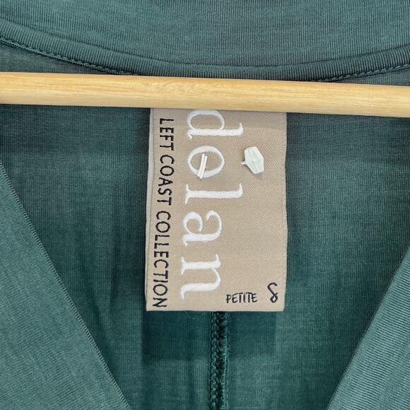 DOLAN Anthropologie Cap Sleeve V-Neck Tunic Dress Hi Low Green Petite S PS - Picture 3 of 9